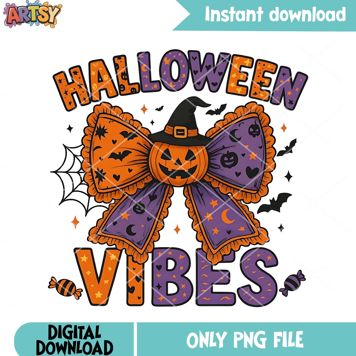 Spooky halloween png, purple bow tie png, starry night png