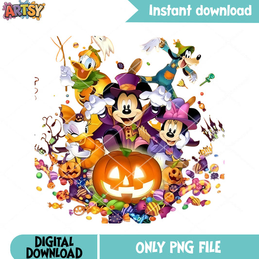 Spooky night halloween png, disney halloween png, jack o lantern png
