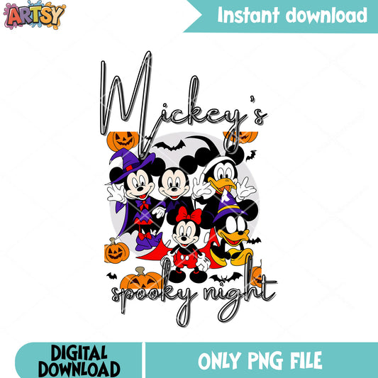Spooky night mickey png, scary pumpkin png, disney halloween png