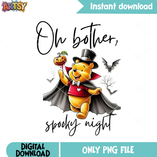Spooky nights pooh the winnie png, disney halloween png, magican costume  png