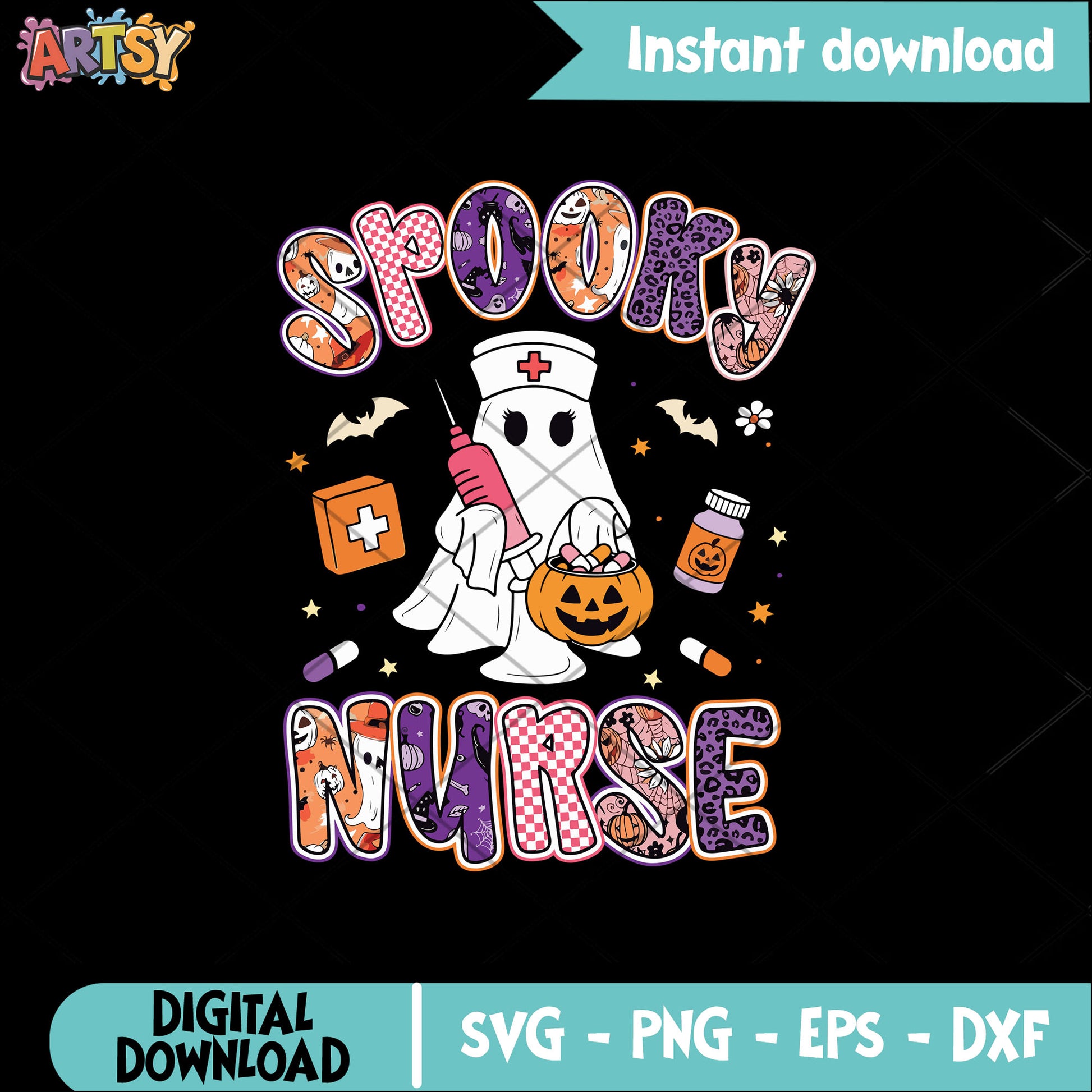 Spooky nurse halloween svg, spooky season svg, spooky ghost svg
