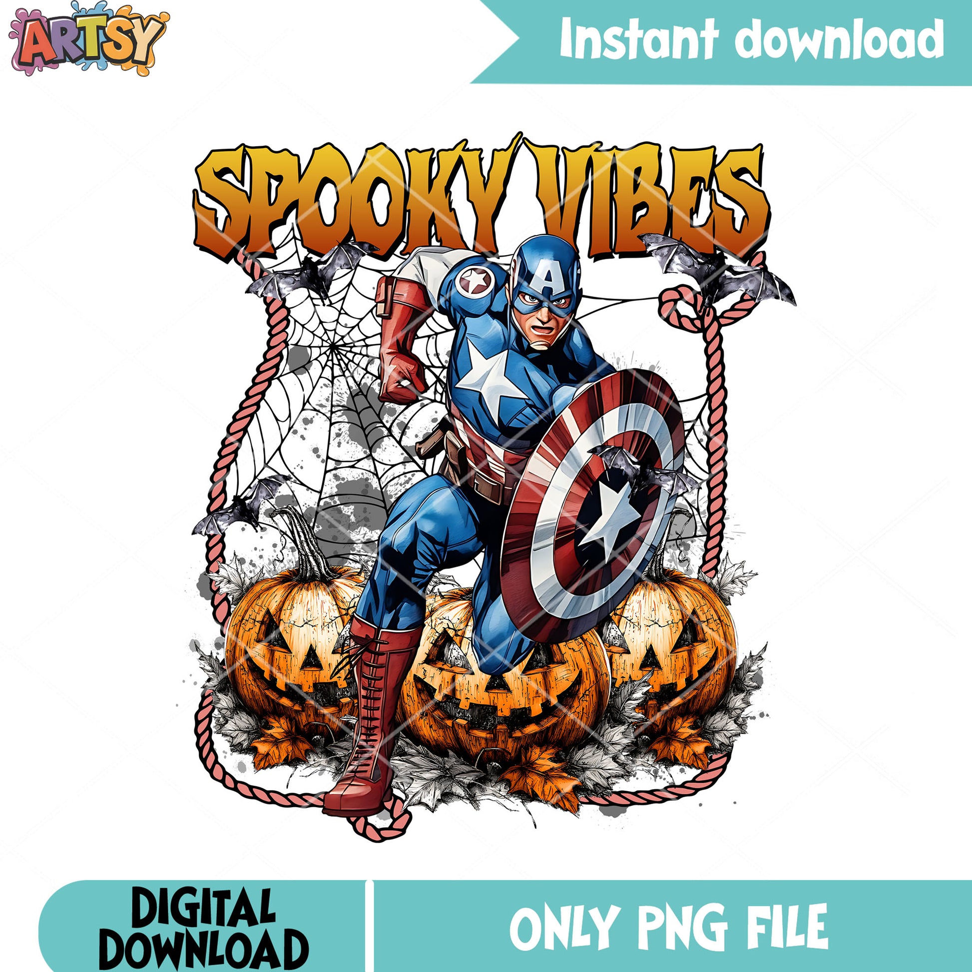Spooky pumpkin png, scary captain america png, marvel halloween png