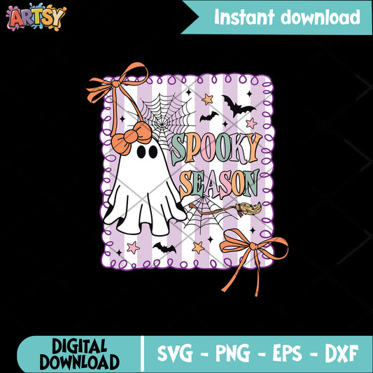 Spooky season ghost bow svg, spooky season svg, spooky halloween svg