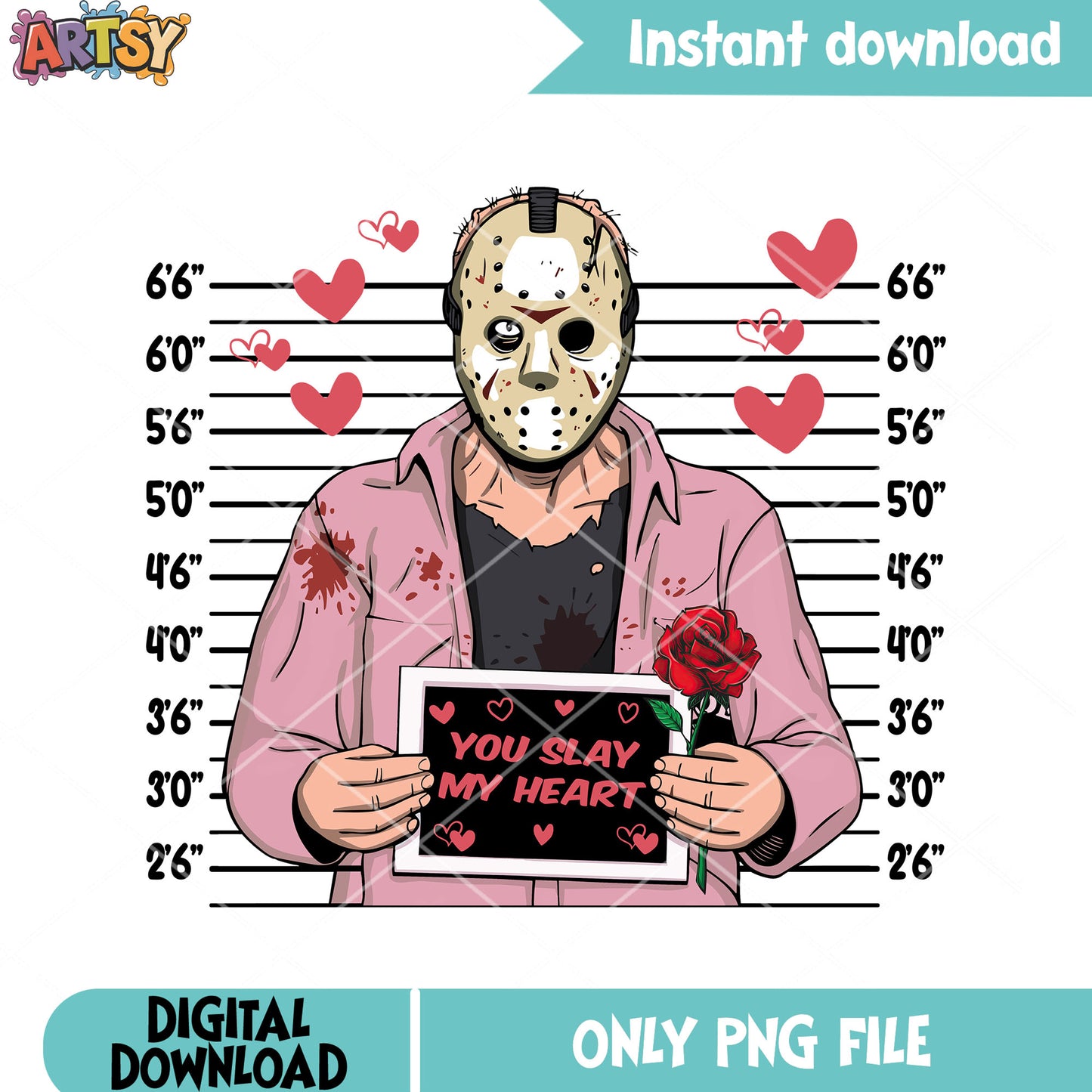 Spooky valentine character png, jason vorhees png, valentine day png
