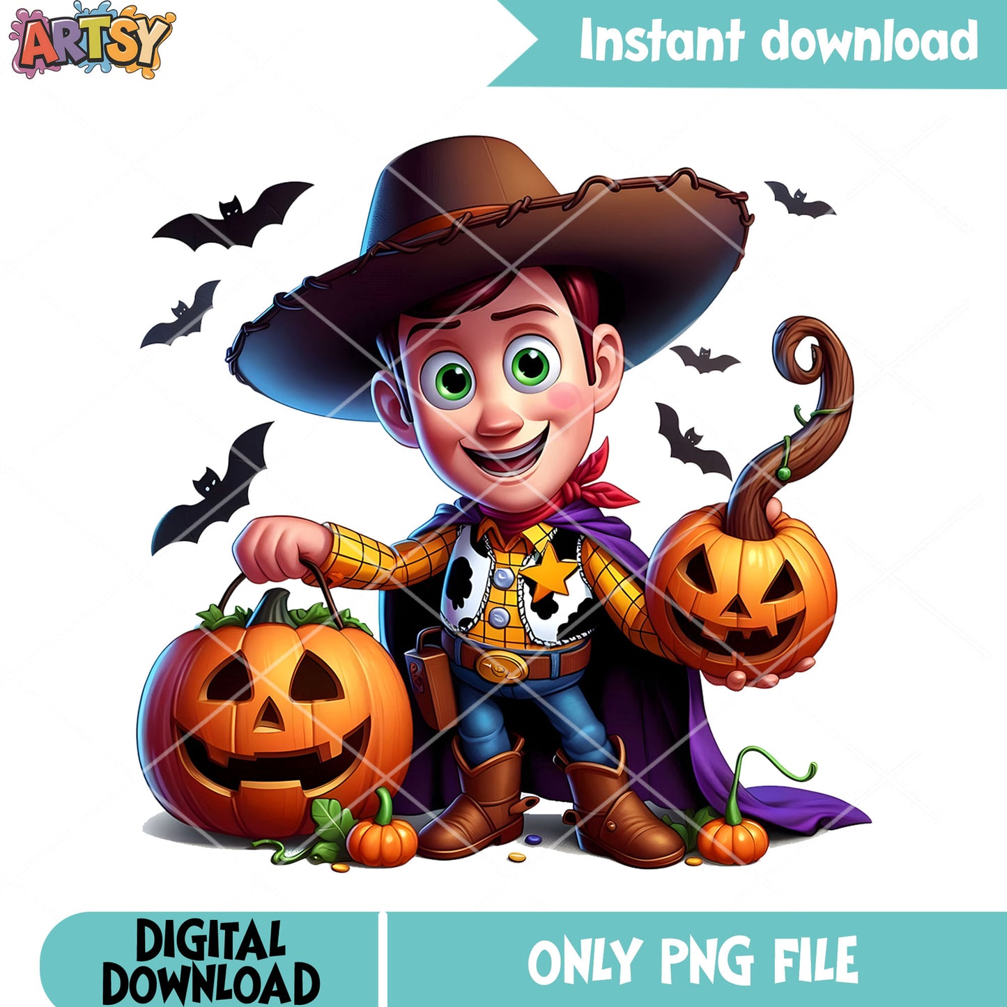Spooky woody pumpkin png, halloween trick or treat png, halloween disney png