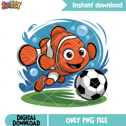 Sport football nemo png, disney character png, disney nemo png