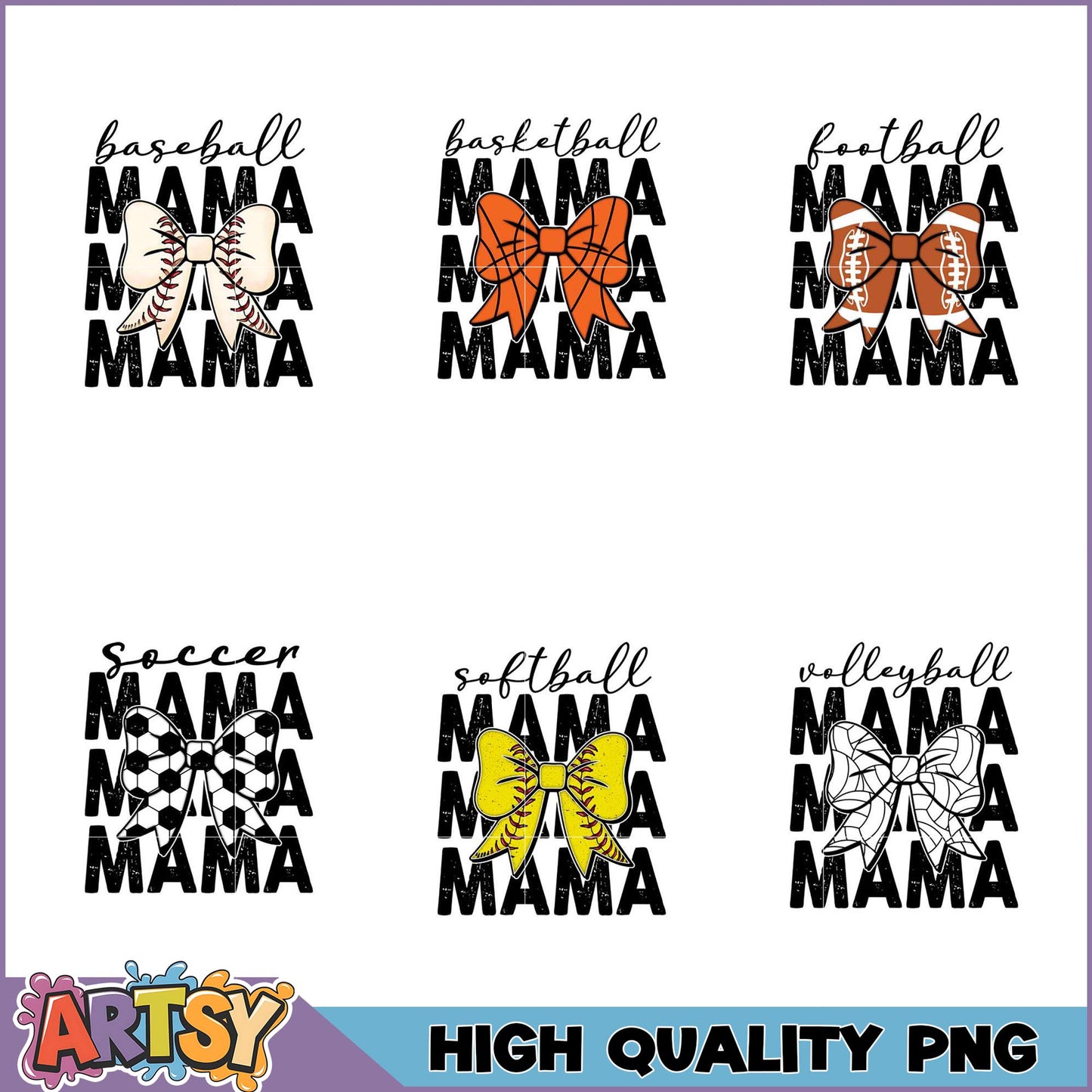 Sports Mama PNG Bundle Baseball, Soccer, More