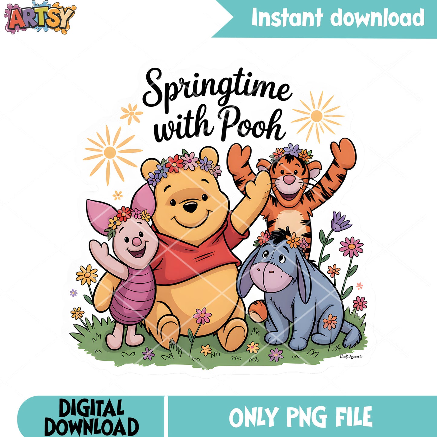 Springtime with pooh png, pooh and friends png, classic pooh png