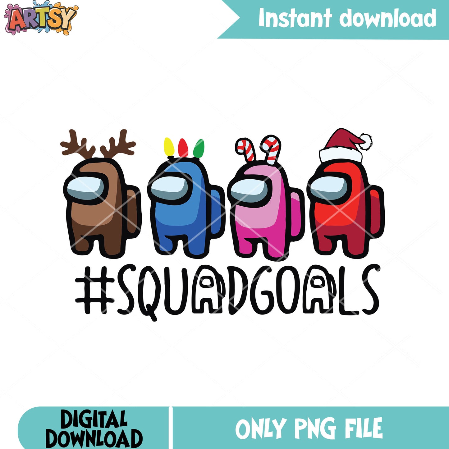 Squadgoals christmas png, christmas costume png, among us png