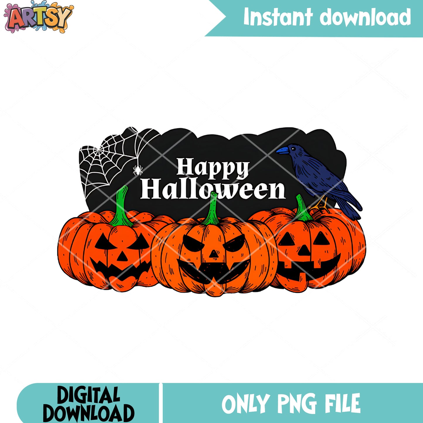 Squad jack o lantern png, happy halloween png, spider web png