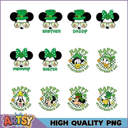 St Patricks Day Disney Family PNG Bundle