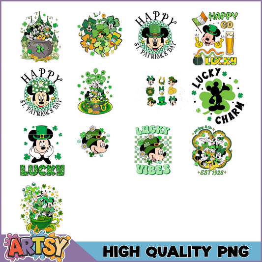 St Patricks Day Mickey Mouse PNG Bundle