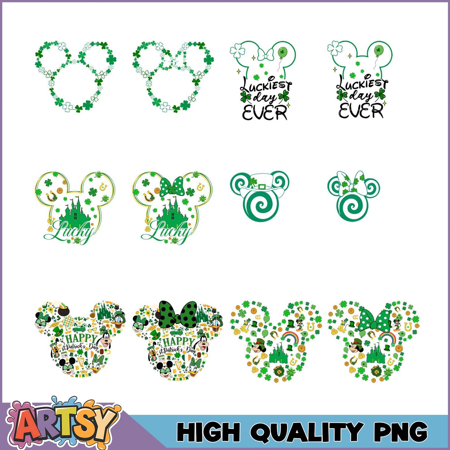 St Patricks Day Mickey Mouse PNG Bundle High Quality