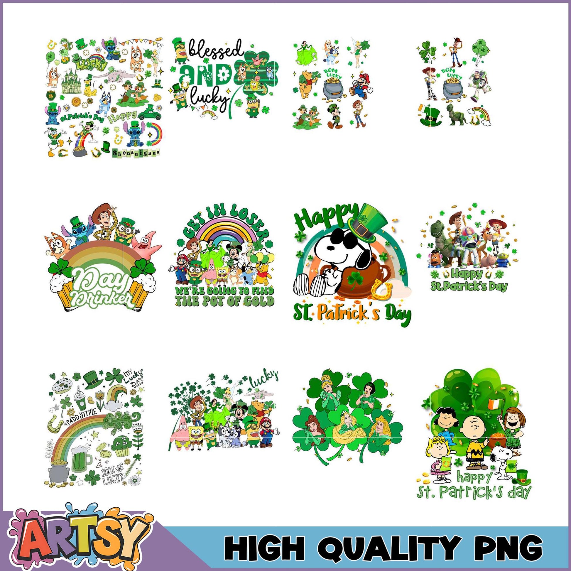 St Patricks Day PNG Bundle Cartoon Characters