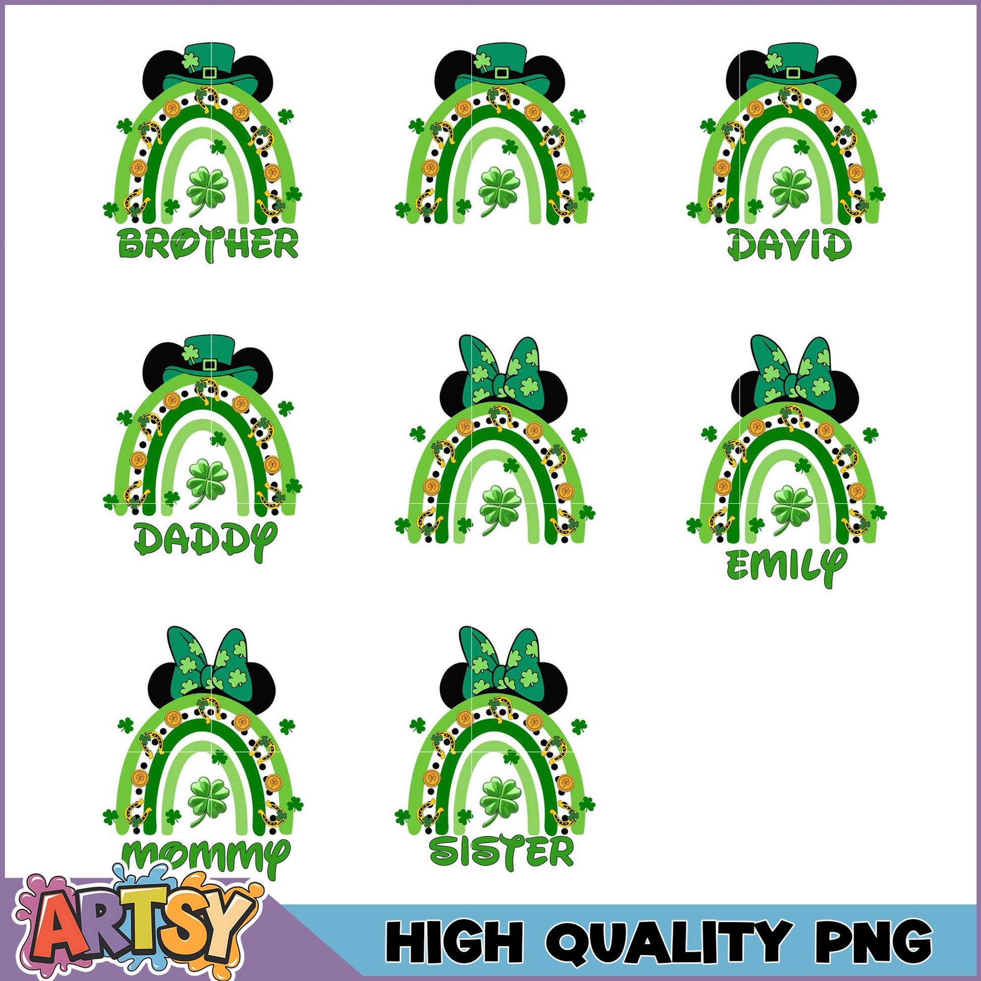 St Patricks Day Rainbow PNG Bundle Family Names