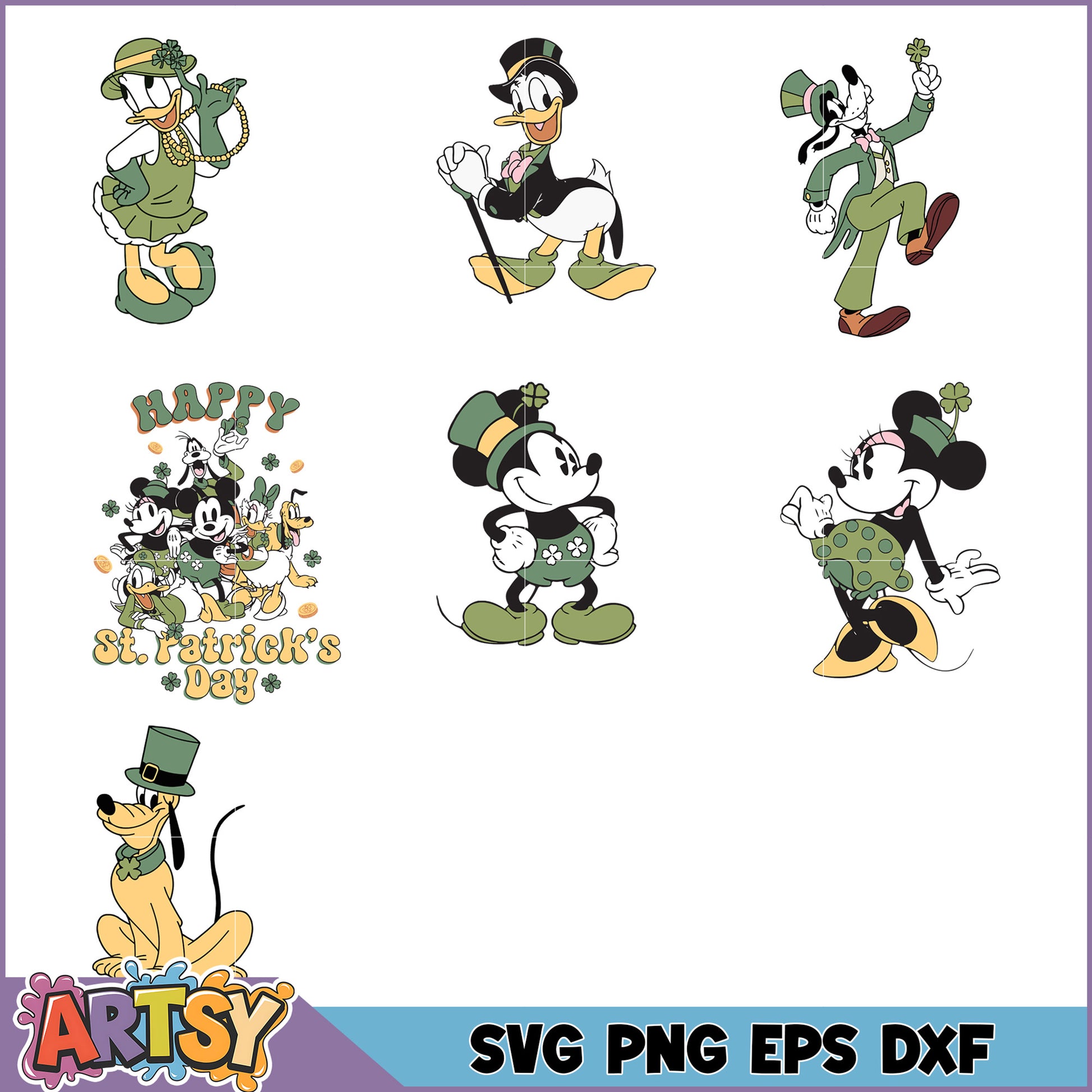 St Patricks Day SVG Bundle with Disney Characters Designs