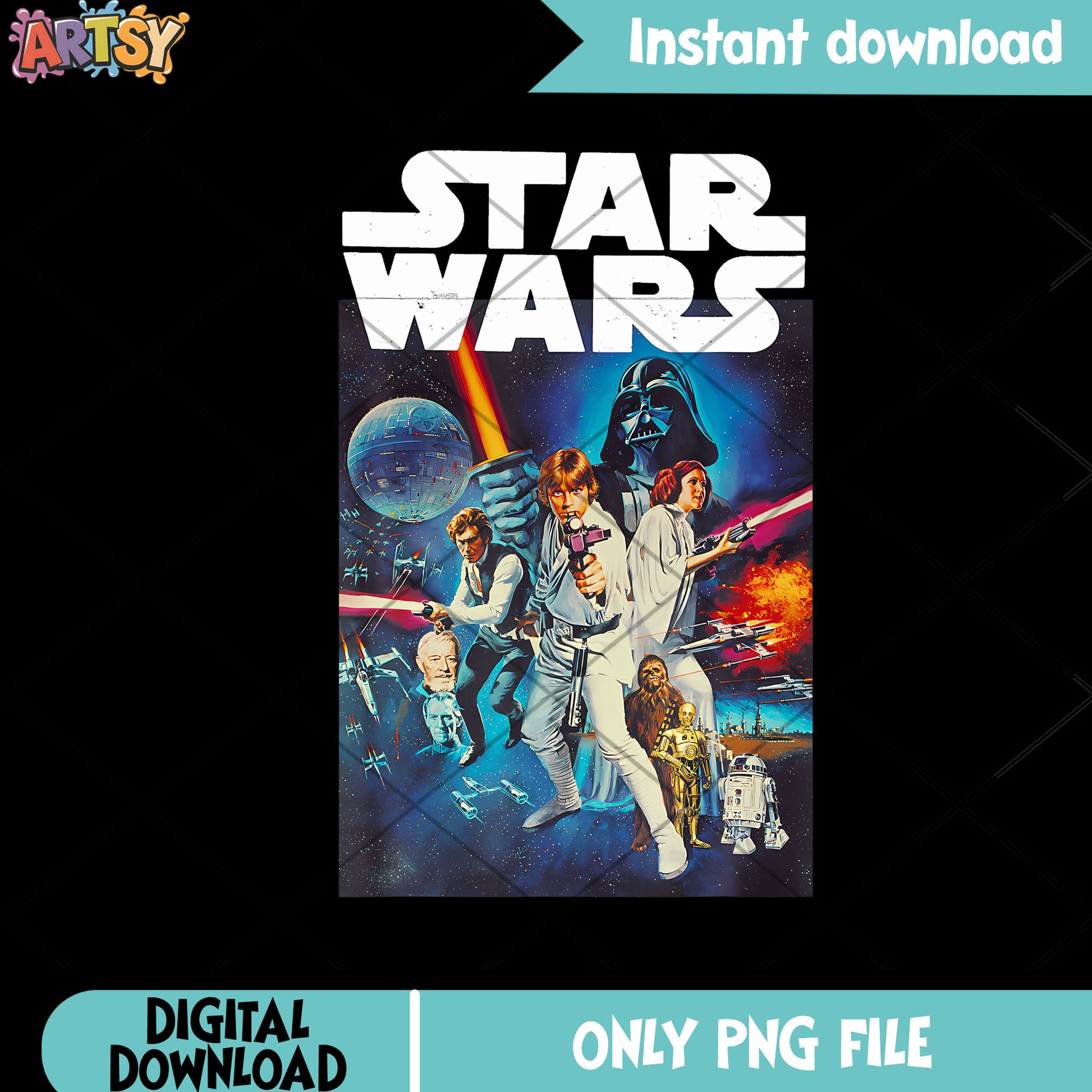 Star Wars Vintage Cast Poster Disney png, dark vader png, disney png