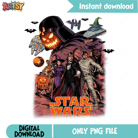 Star Wars Halloween PNG, Darth Vader Pumpkin PNG, Spooky PNG