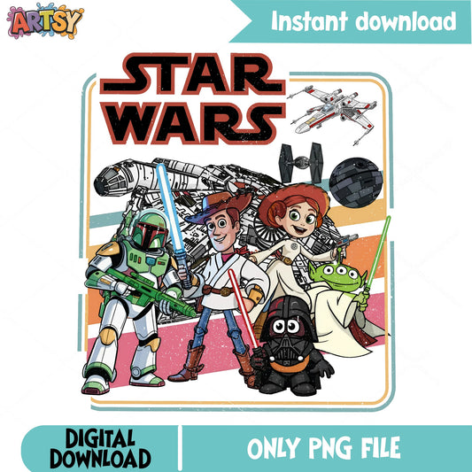 Star Wars Toy Story Mashup PNG, Disney Pixar PNG, Retro PNG