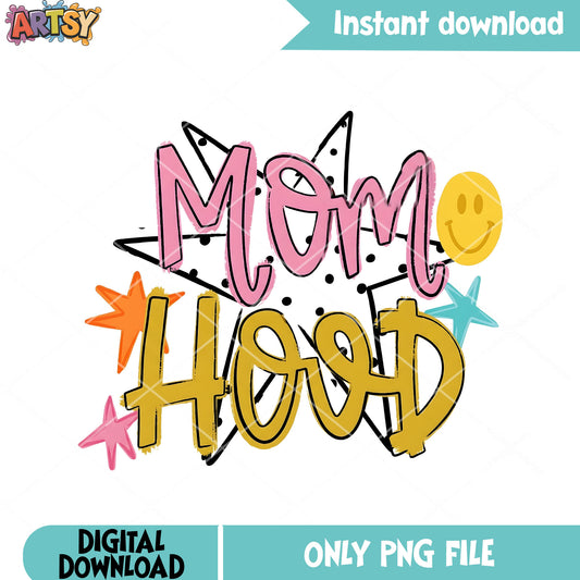 Star mom hood poster png, smile icon png, summer vibes png