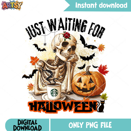 Starbuck skeleton bats png, jack o lantern png, halloween scary png