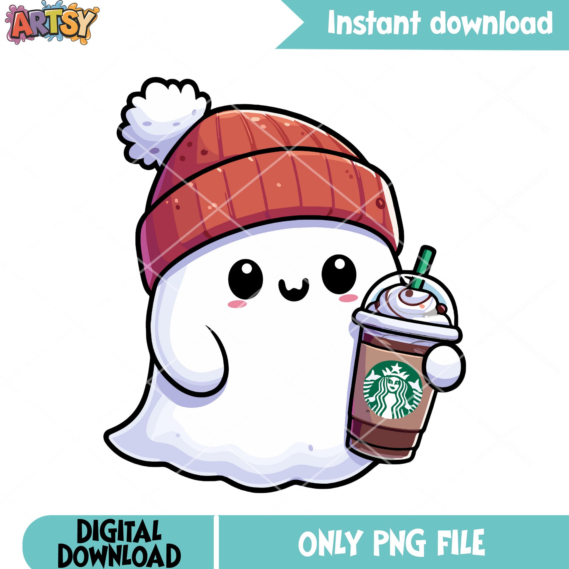 Starbuck spirit beanie, winter vibe png, scary night png