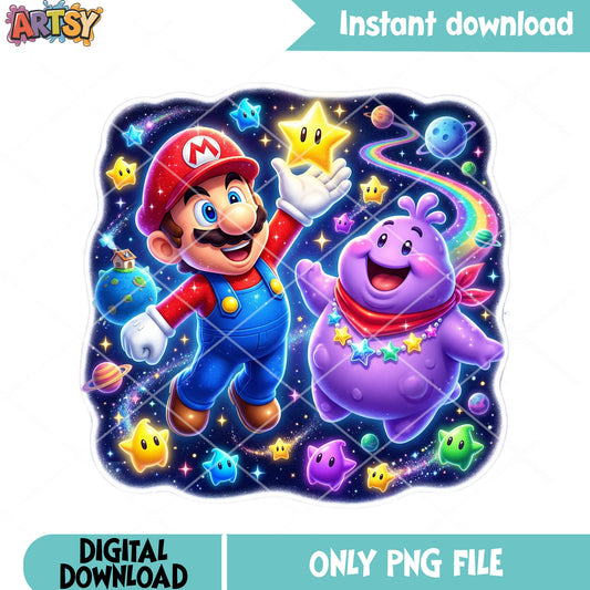 Star mario blob purple captain png, mario galaxy png, galaxy vibes png