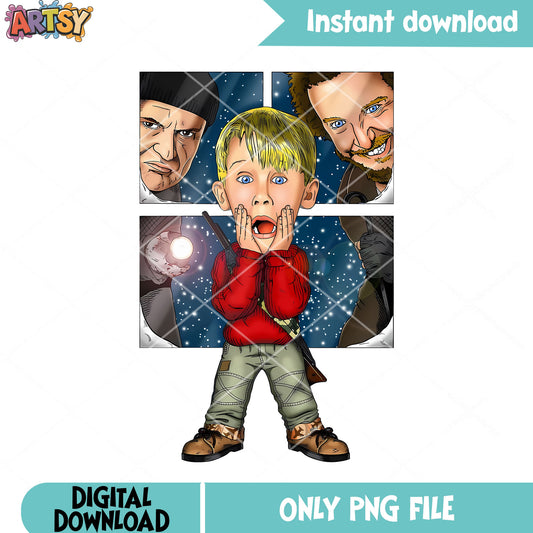 Starry christmas night png, kevin mccallister​ png, home alone png