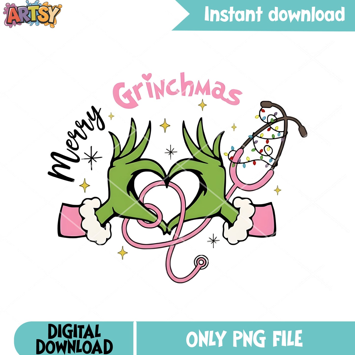 Starry night christmas png, santa costume png, the grinch​ png