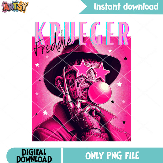 Starry pink night fancy png, freddy kruger png, halloween scary png