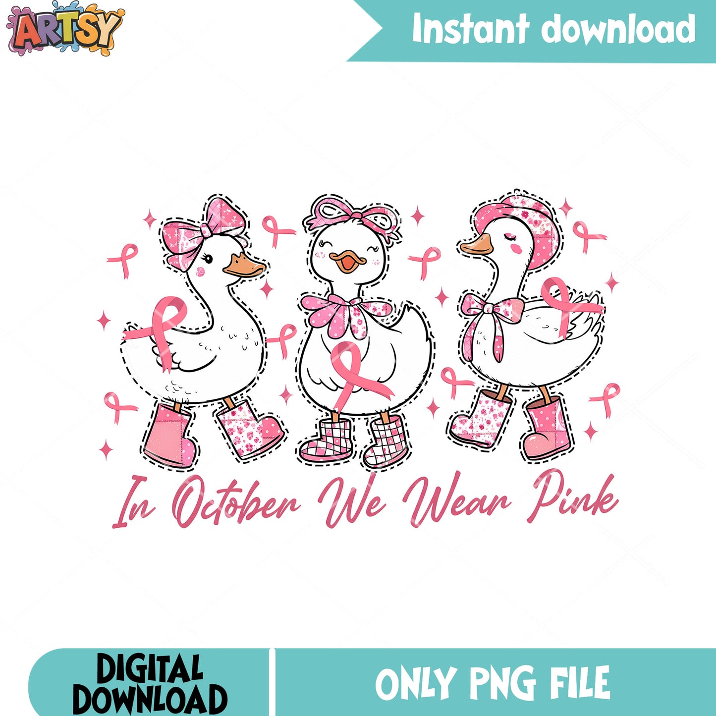 Starry pink night png, in october we wear pink png, goose costume​ png