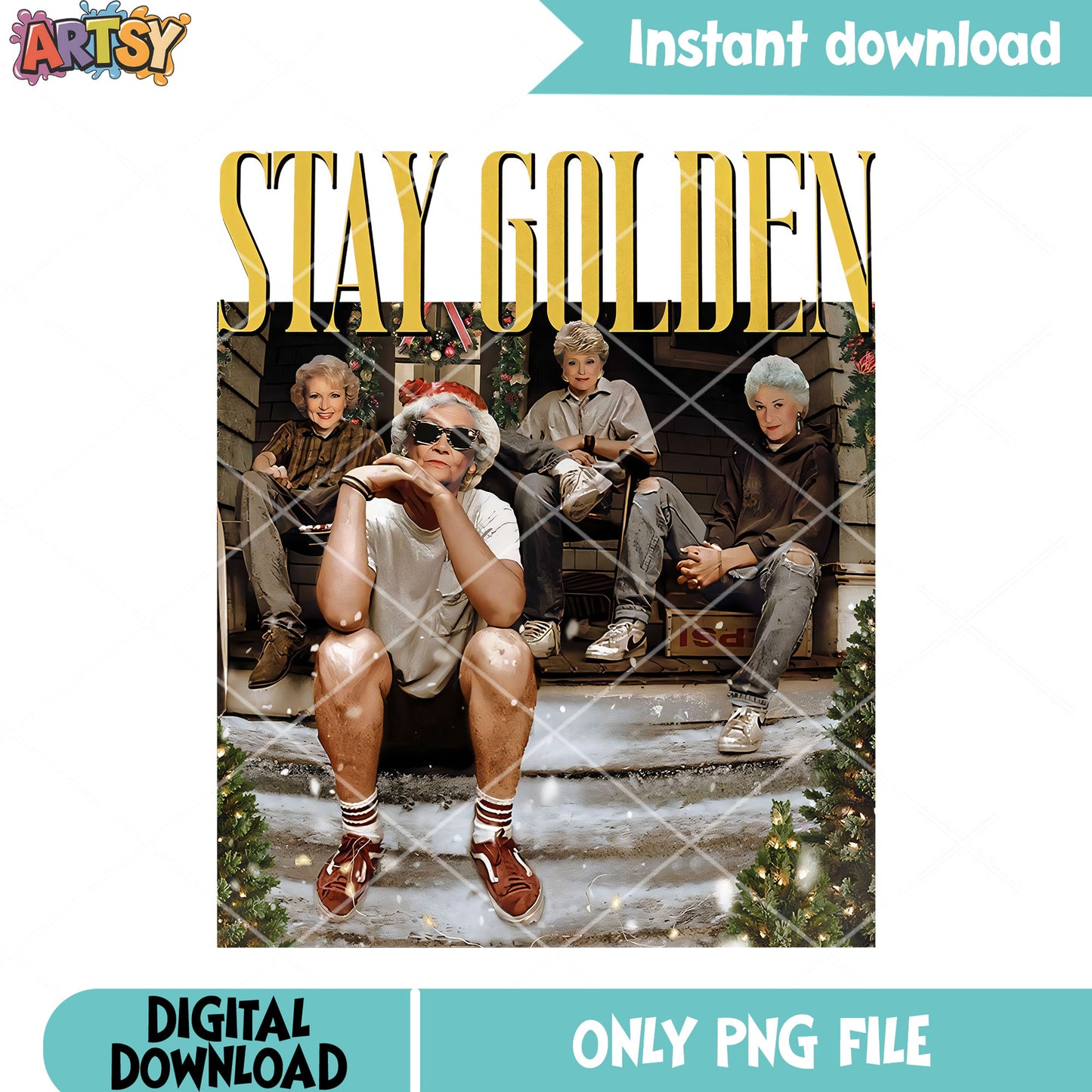 Stay golden christmas png, golden for christmas png, golden santa png