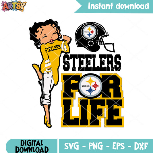 Steeler for life cartoon svg, betty boop svg, pittsburgh svg
