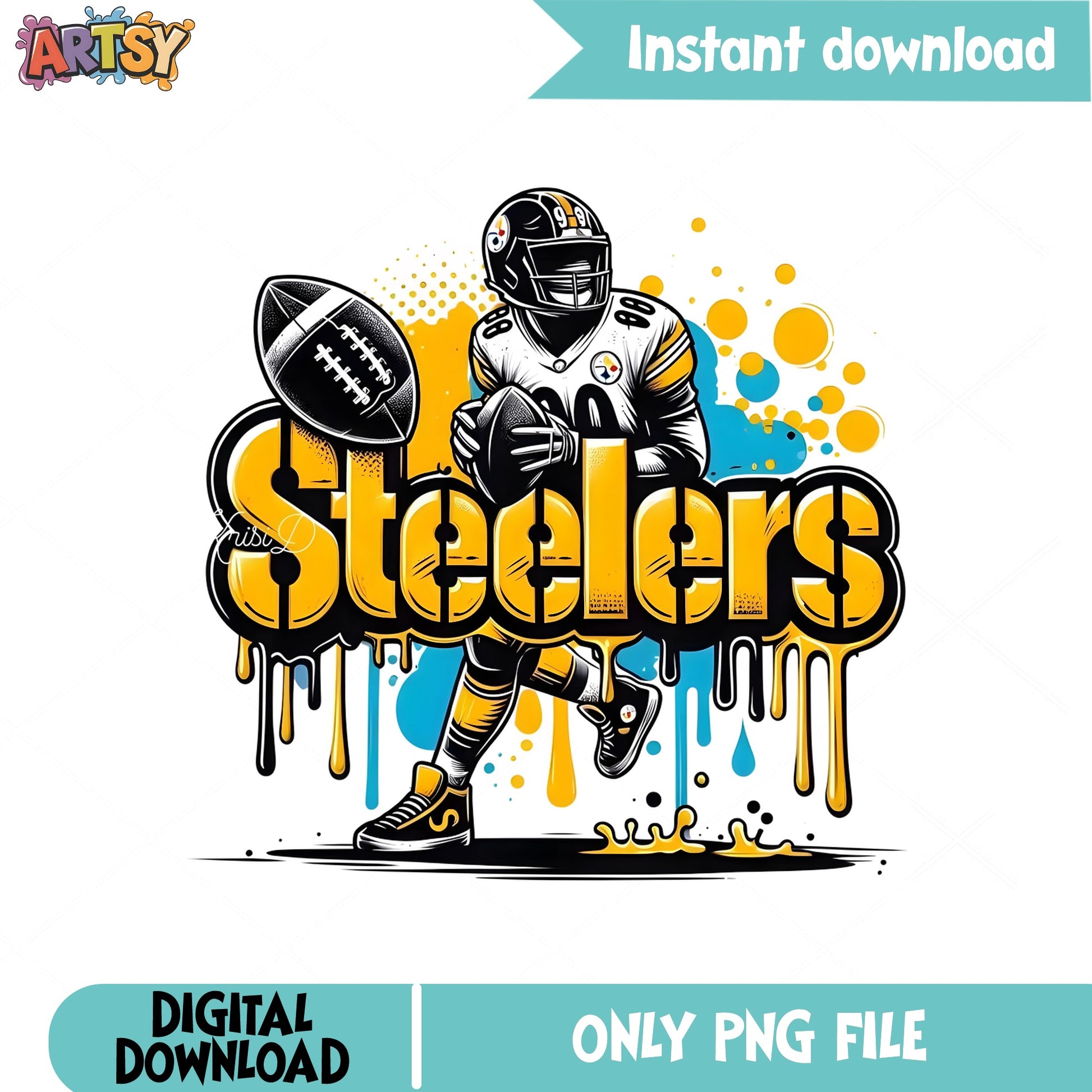 Steelers Football Player Drip PNG, NFL Pittsburgh PNG, Football PNG