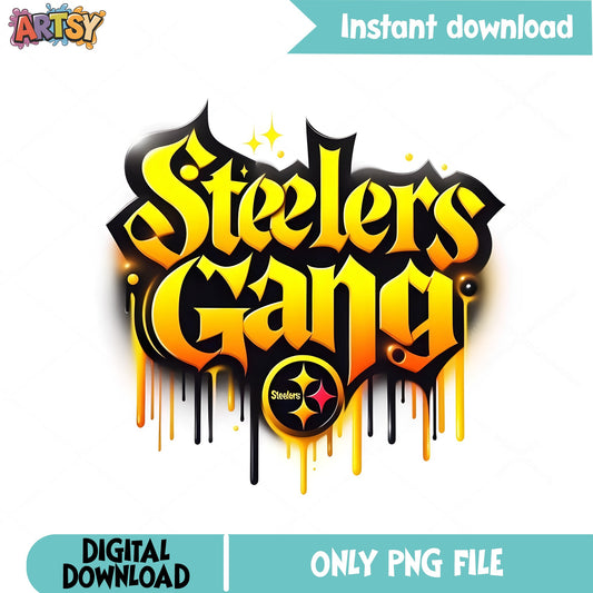 Steelers Gang Drip PNG, Pittsburgh Steelers PNG, NFL Football PNG