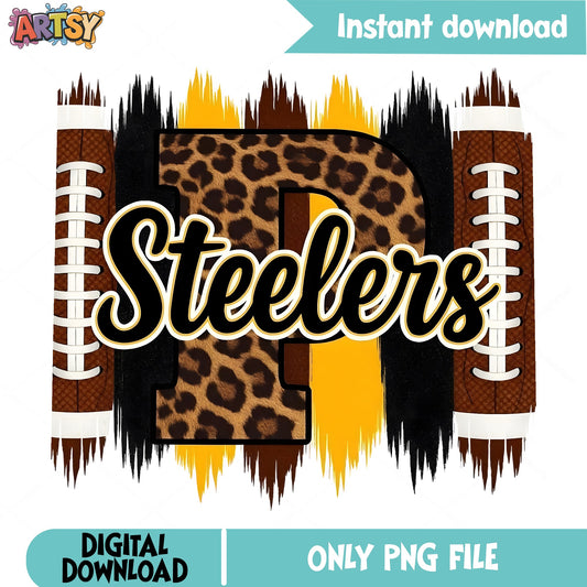 Steelers Leopard Football PNG, Pittsburgh Steelers PNG, NFL PNG