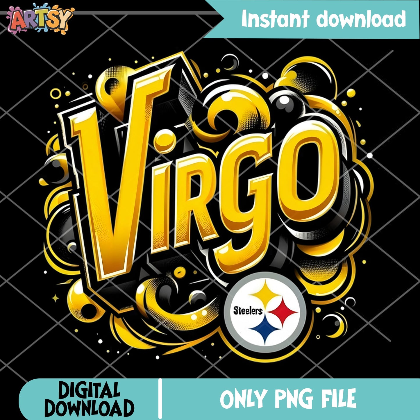 Steelers Virgo PNG, Pittsburgh Steelers Zodiac PNG, NFL PNG