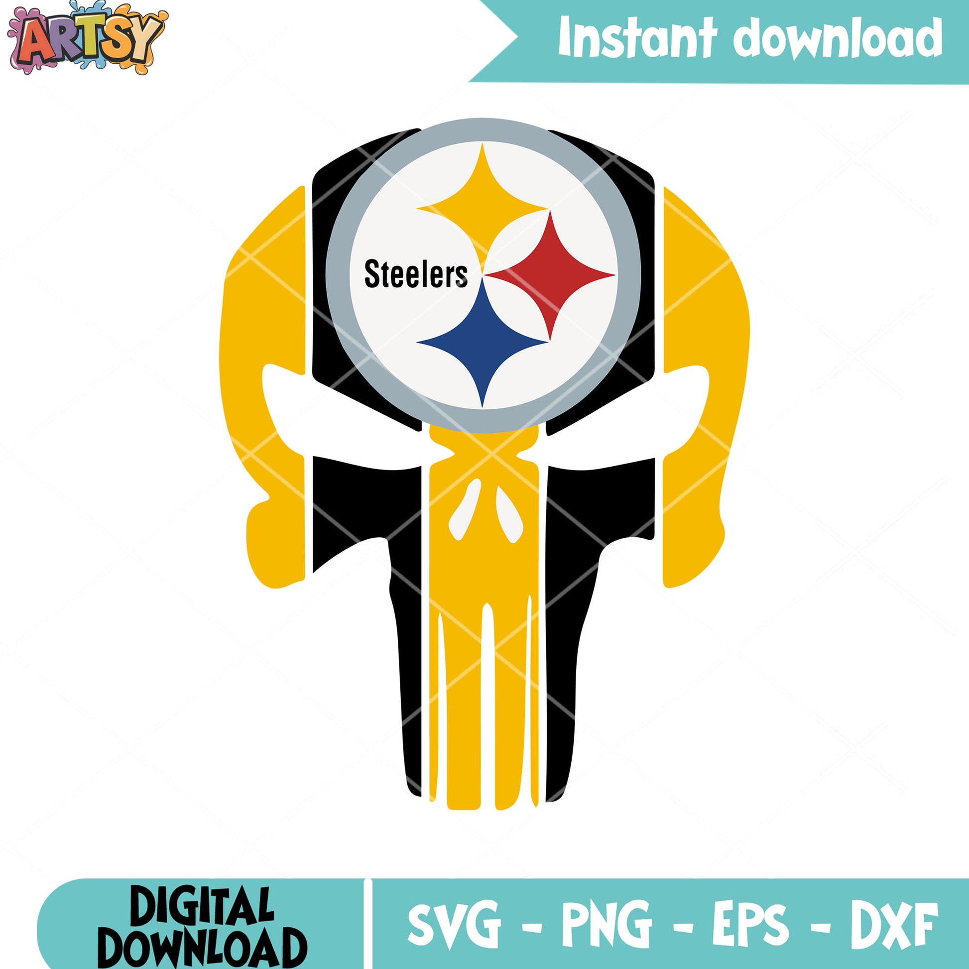 Steelers nfl eye skull svg, afc north svg, pittburgh steelers svg