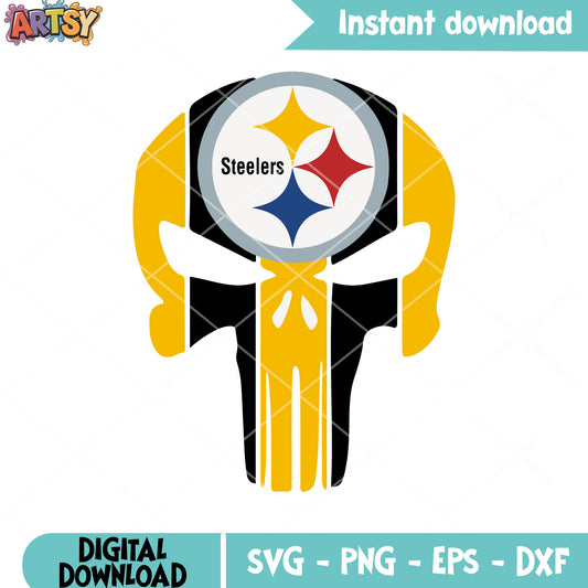 Steelers nfl eye skull svg, afc north svg, pittburgh steelers svg