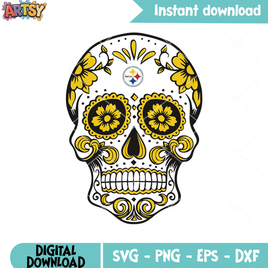 Steelmark football svg, mexico skull svg, steelers​ pittsburgh svg