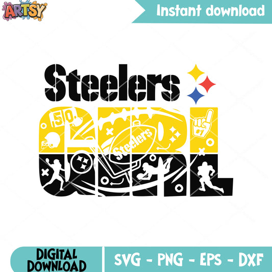 Steelmark girl yellow svg, nfl teams svg, pittsburgh steelers svg