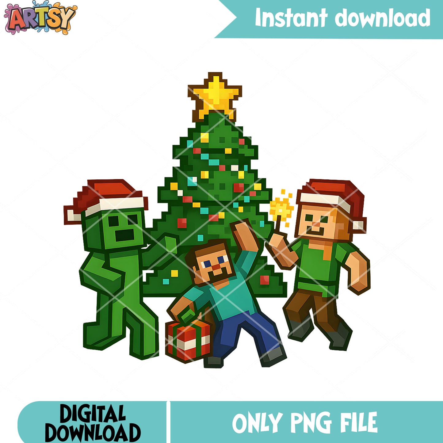 Steve will detonate christmas tree png, creeper png, minecraft​ png