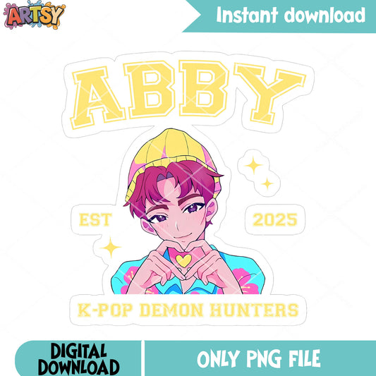 Sticke abby pose png, anime pose heart saja png, logo abby png