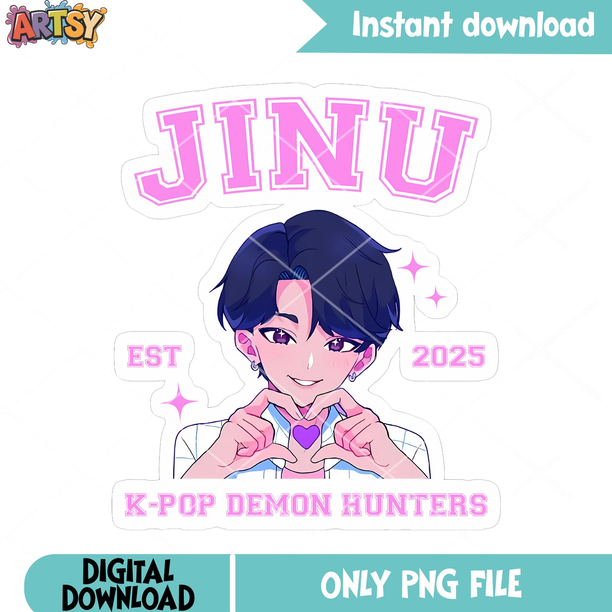 Sticker jinu kpop logo png, sticker jinu png, kpop sticker anime png