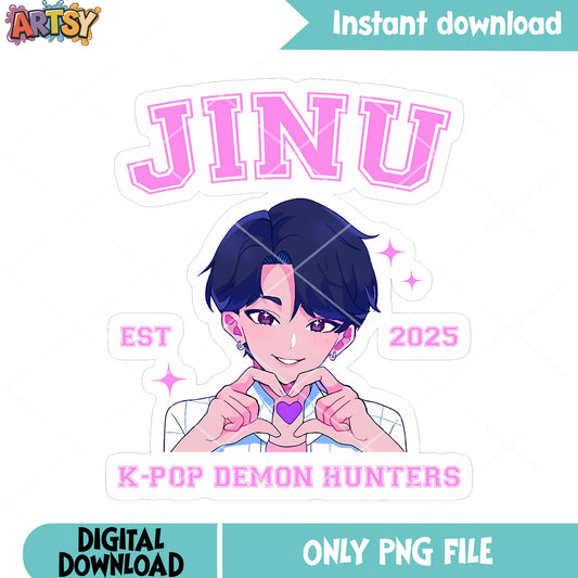 Sticker jinu kpop logo png, sticker jinu png, kpop sticker anime png