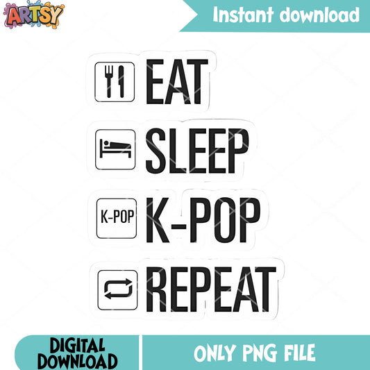 Sticker kpop eat png, sleep eat png, funny kpop repeat png