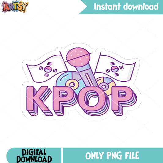 Sticker music kpop png, kpop doodle png, art sticker png