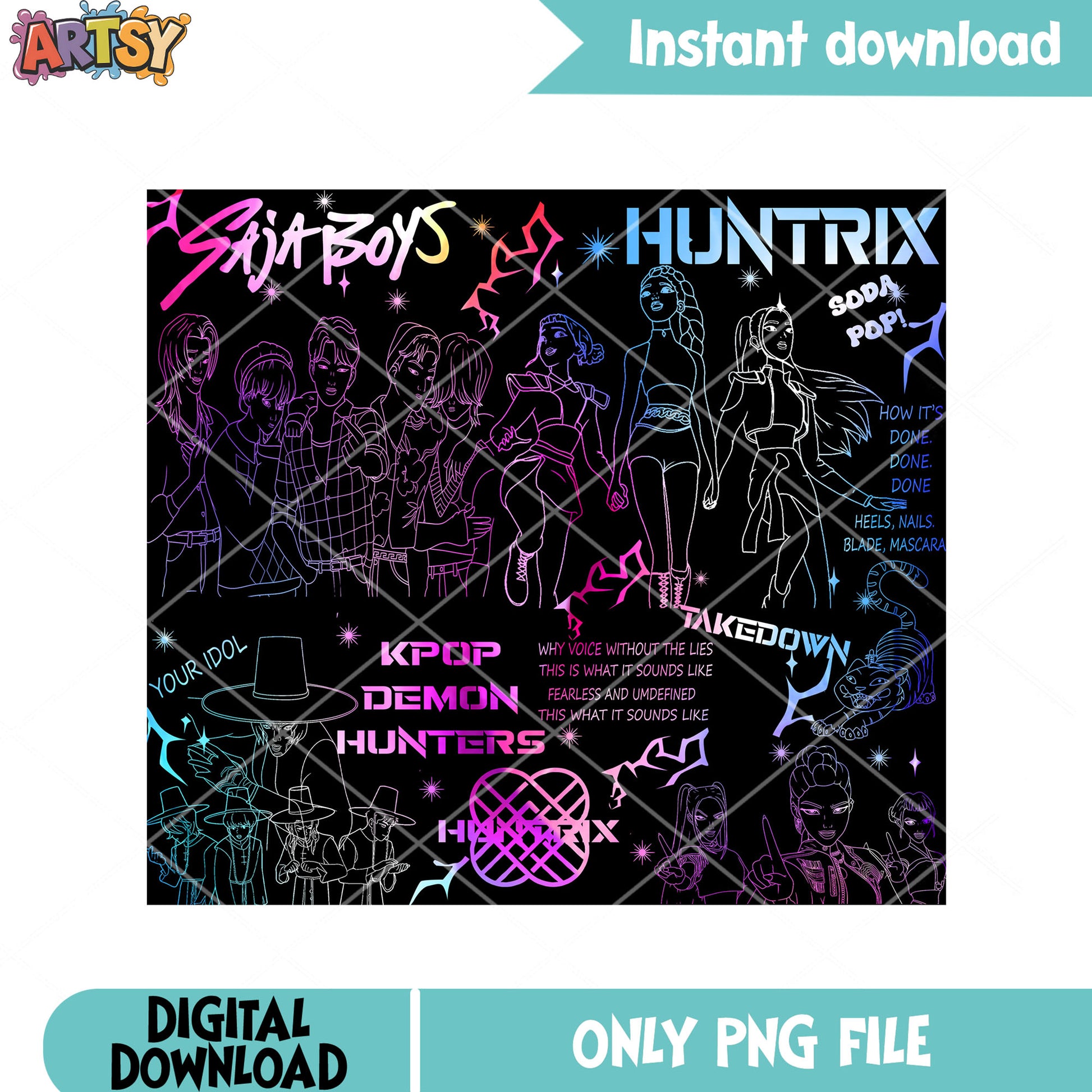 Sticker soda pop saja huntrix png, huntrix saja png, anime kpop png