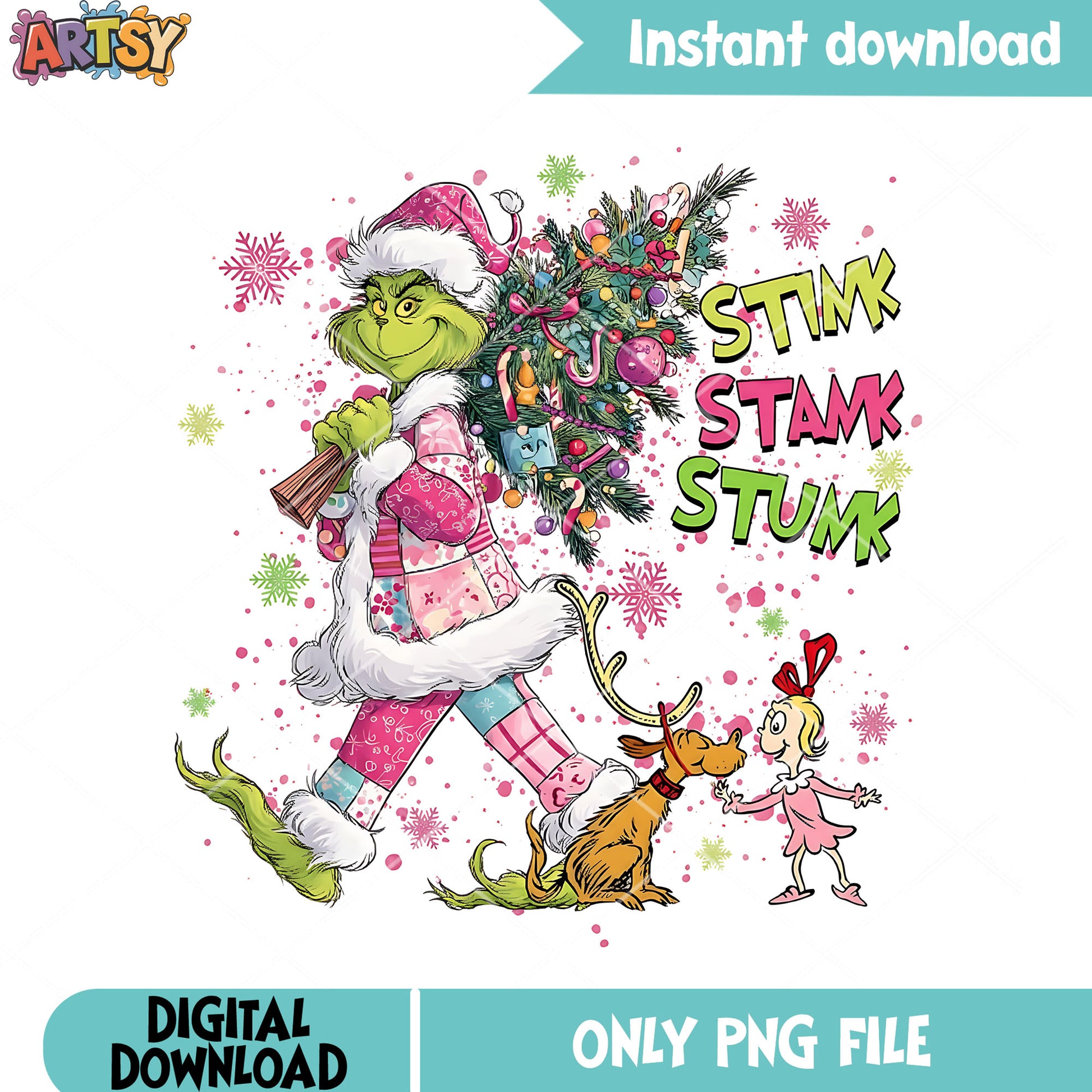Stink stank stunk png,  merry christmas png, the grinch png