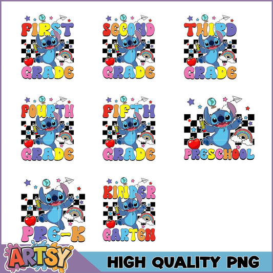 Stitch Back to School PNG Bundle Grades PreK-5